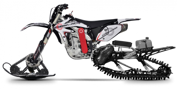 This Motorcycle With Snowmobile Tracks Is the Most Overkill Way to Crush Your Winter Commute