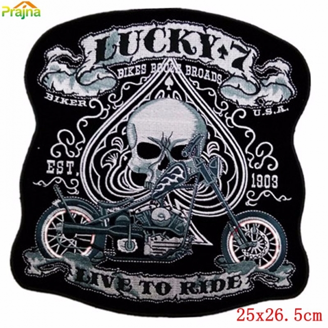 LUCKY 7  X-Large Embroidered Motorcycle Patch