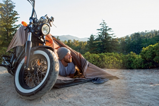 Motorcycle Camping - Find scenic rural highways and undiscovered campgrounds, pack light and enjoy the open world around you.