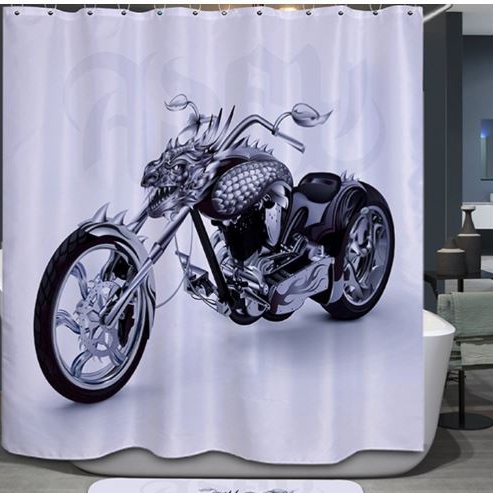 Prehistoric Motorcycle Shower Curtain 
