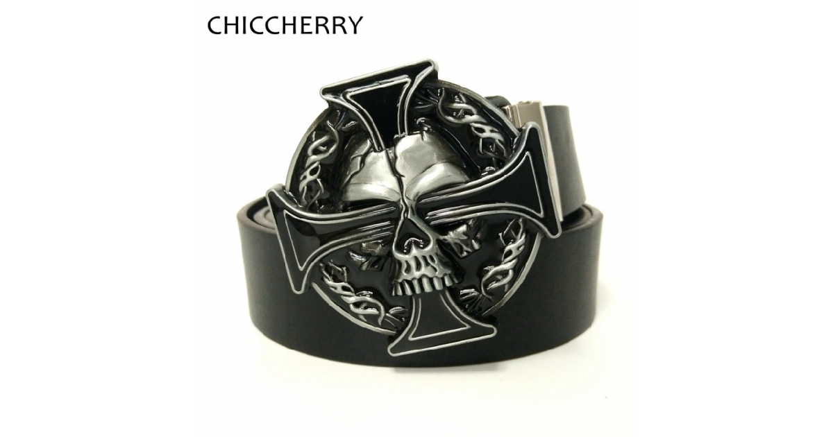 Iron Cross & Skull Belt Buckle 