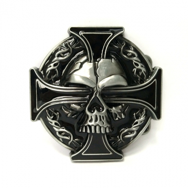Iron Cross & Skull Belt Buckle 