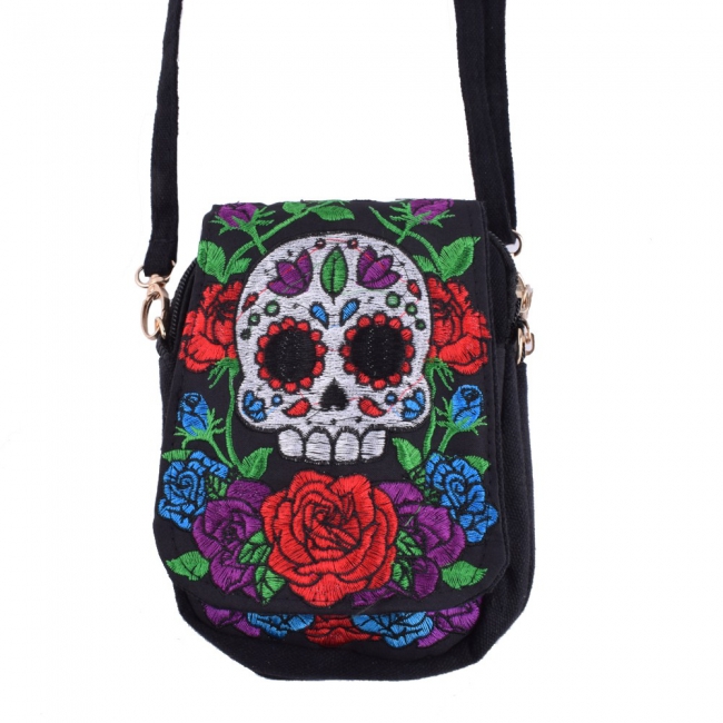 Ladies Embroidered Mini Canvas Shoulder Bags