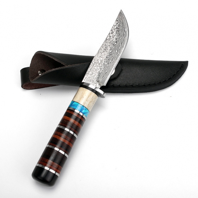 Damascus Fixed Blade Steel Hunting Knife  