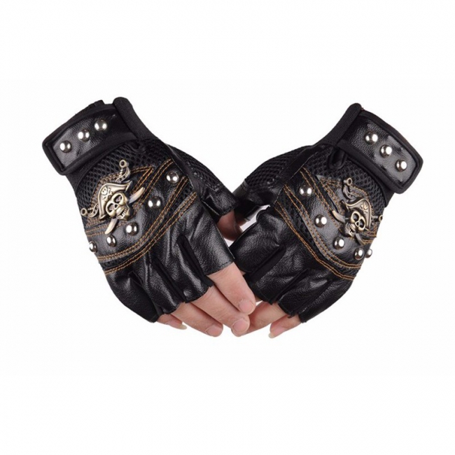 Pirate Skull Half Finger Gloves