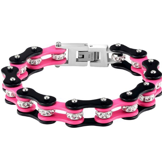 Ladies Hot Pink Biker Chain Bracelet