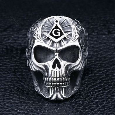 Masonic Stainless Steel Skull Ring