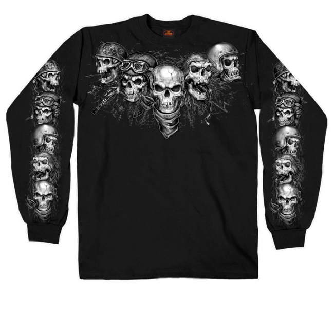 Mens Five Skulls Long Sleeve T-Shirt