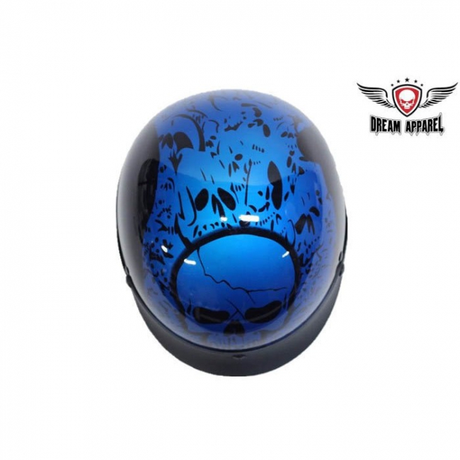 Blue DOT Approved Motorcycle Helmet W/ Boneyard Graphics