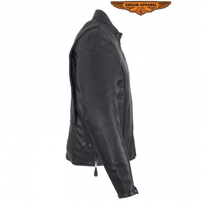 Men's Leather Motorcycle Jacket With Air Vents