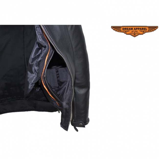 Men's Leather Motorcycle Jacket With Air Vents