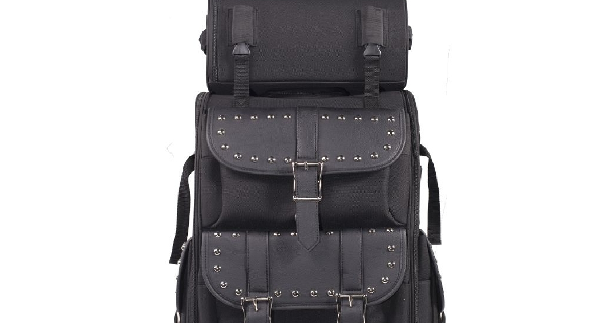 Medium Size Motorcycle Sissy Bar Bag With Studs