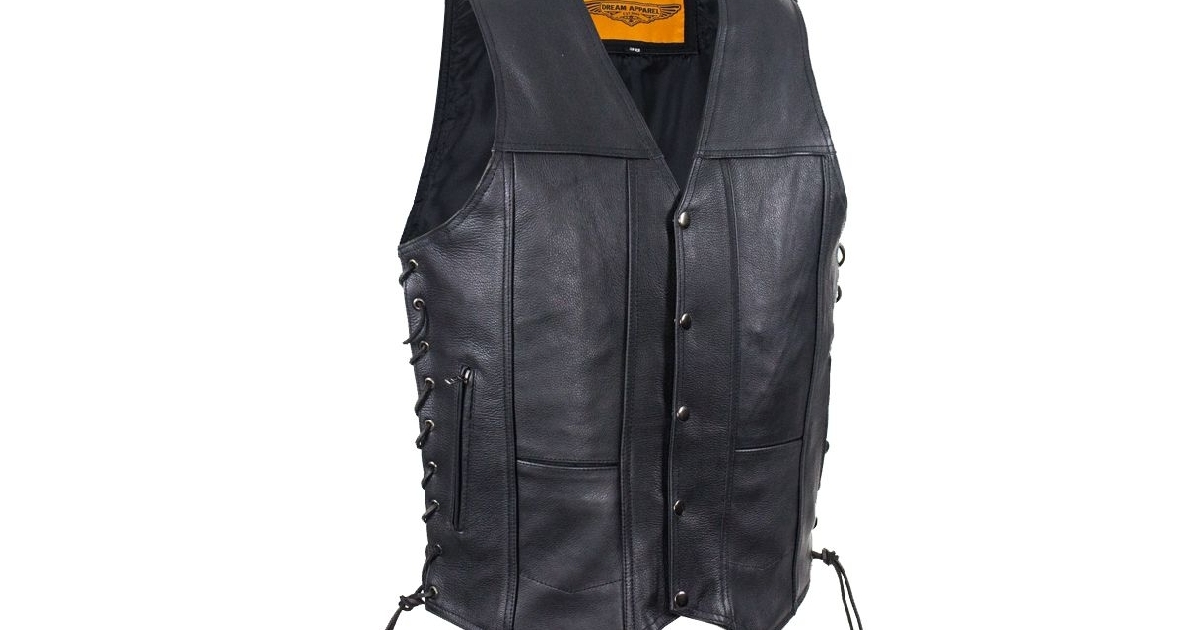 Men's Classic Plain Leather Vest With Gun Pocket