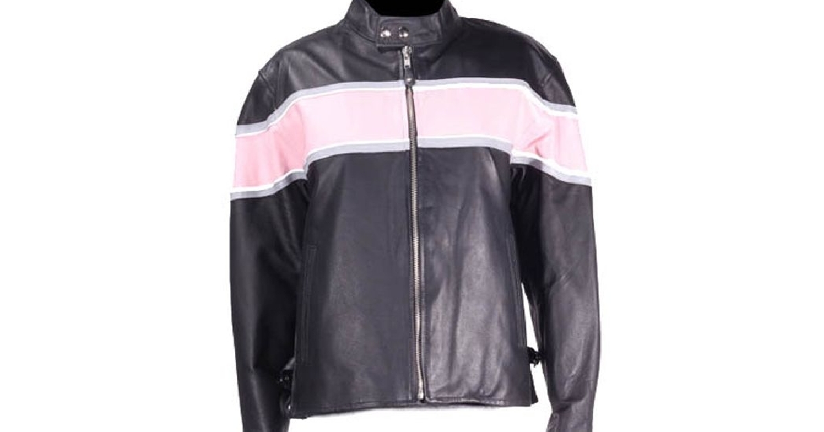 Women's Racer Jacket With Pink & Double Silver Stripes