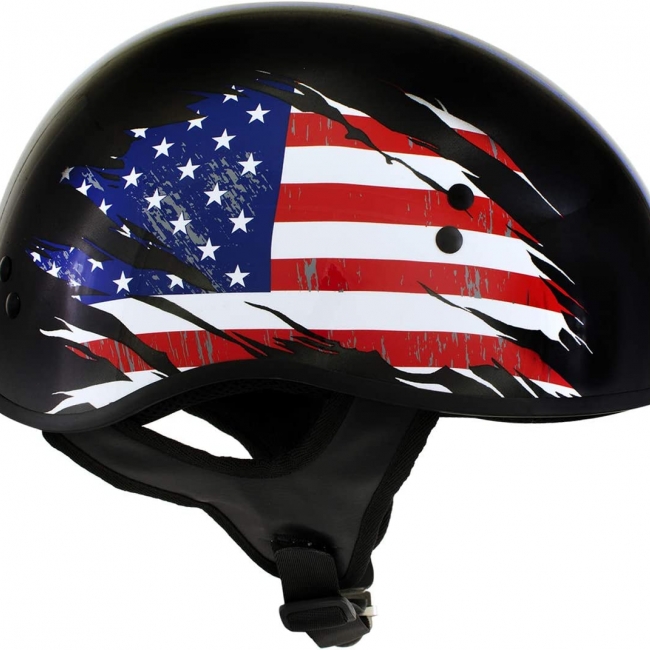 American Flag Advanced DOT Black Glossy Half Shell Motorcycle Helmet