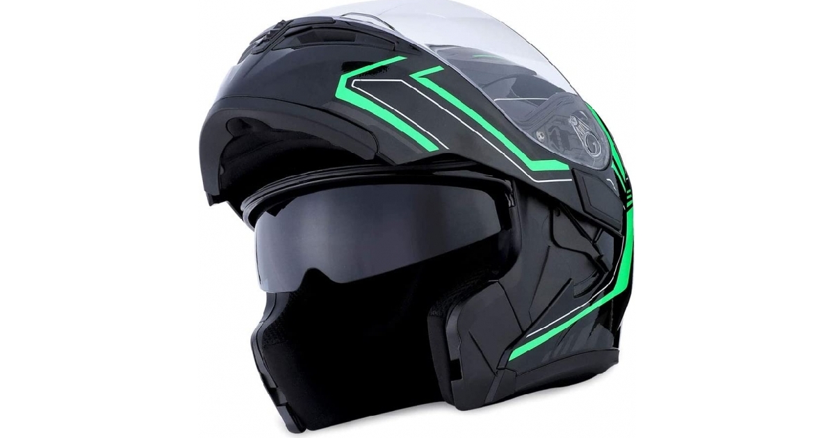 Storm Motorcycle Modular Full Face Helmet Flip up Dual Visor Inner Sun Shield