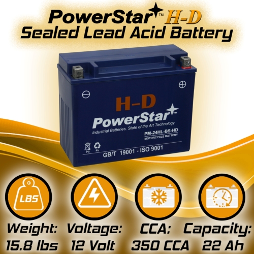 24HL-BS PowerStar HD SLA AGM Battery