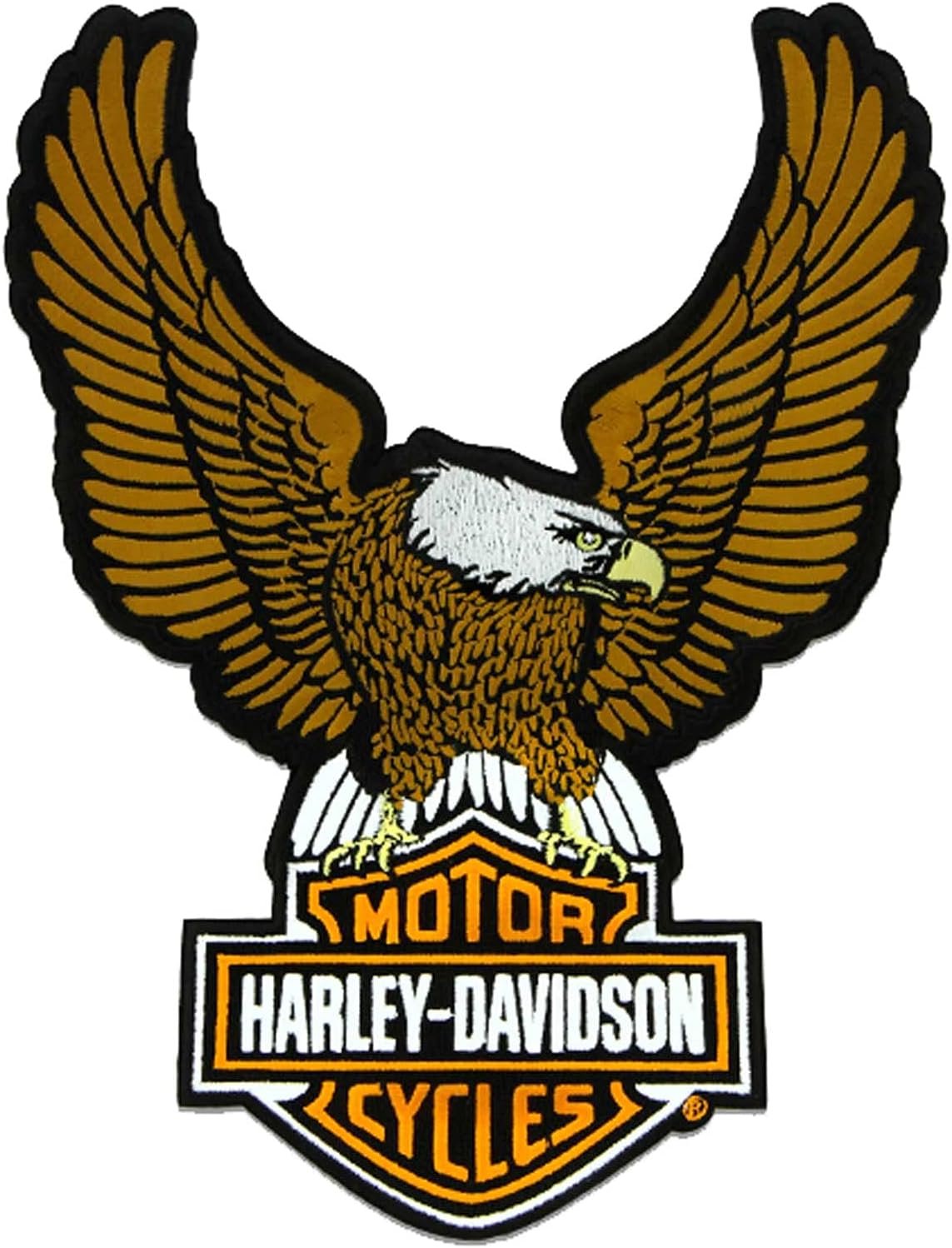 Large Harley-Davidson 10.25 in Embroidery Brown Eagle Bar & Shield Emblem Sew-On Patch