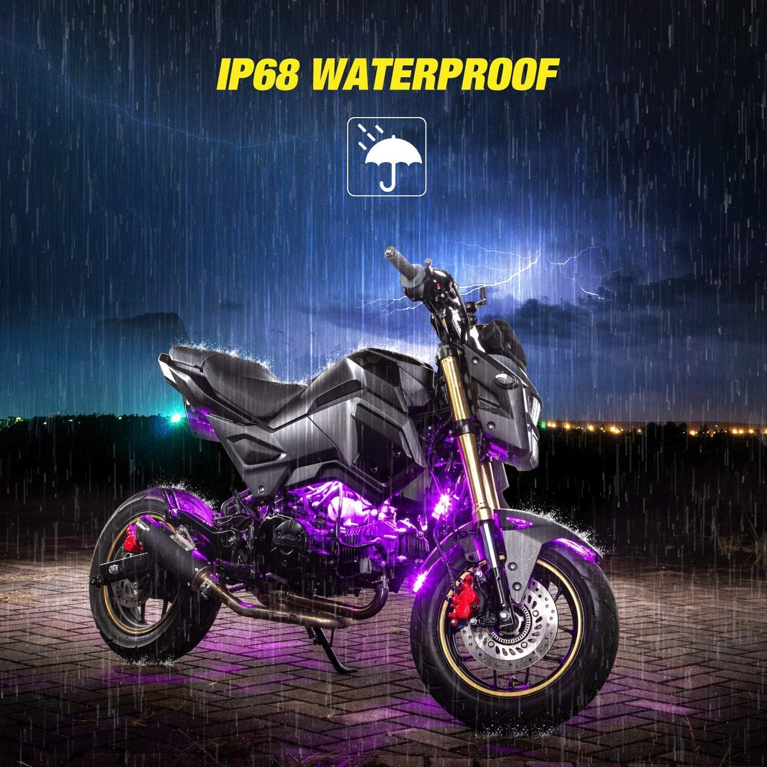 12PC Motorcycle RGB Led Light Kit with Brake Light Function