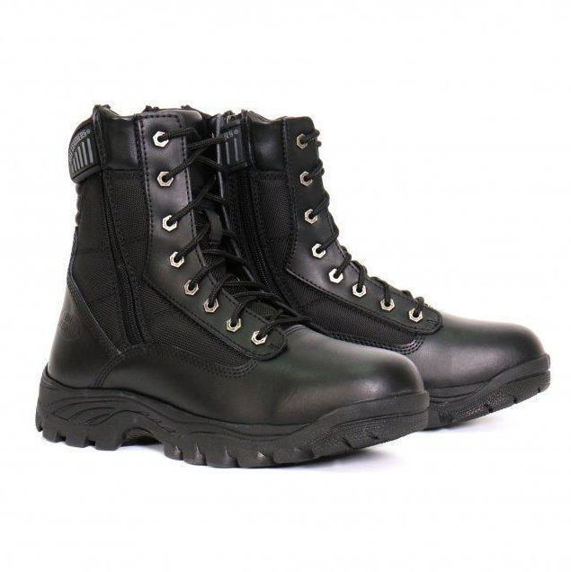 Hot Leathers Men's Black Leather Swat Style Lace Up Boots With Zippers 