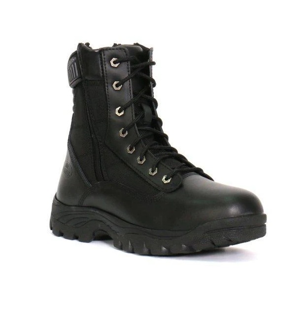 Hot Leathers Men's Black Leather Swat Style Lace Up Boots With Zippers 