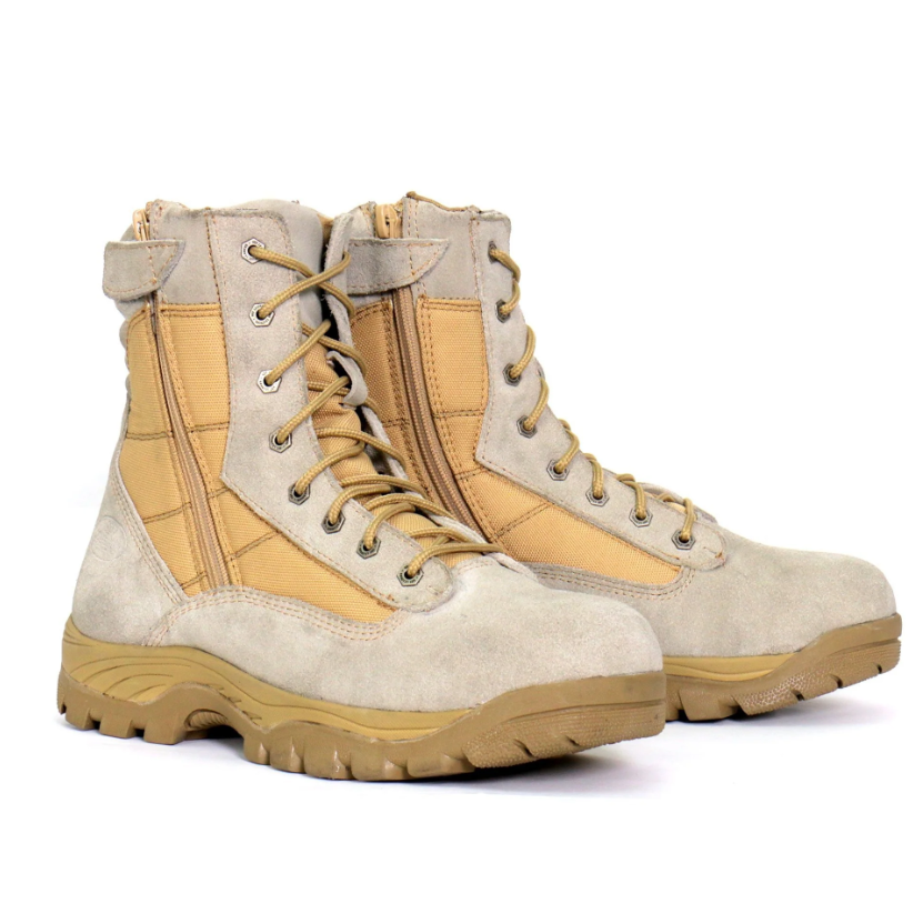 Hot Leathers Men's Desert Tan Leather Swat Style Lace Up Boots With Zippers 