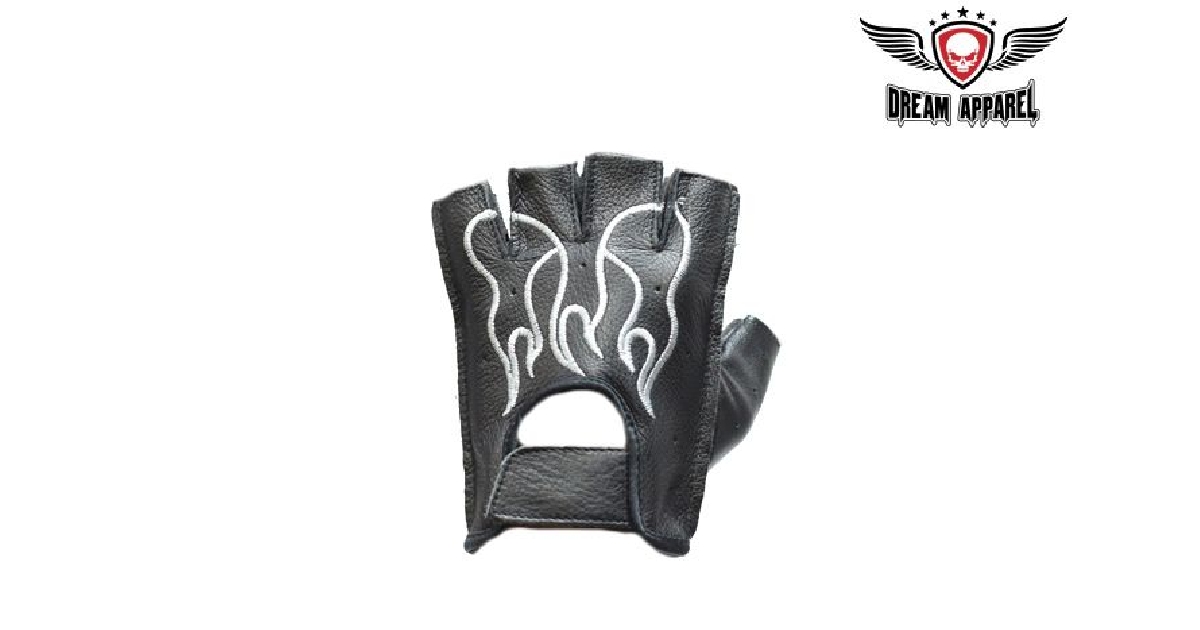Fingerless Gloves With White Flames