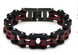 Red and Black Biker Chain Bracelet