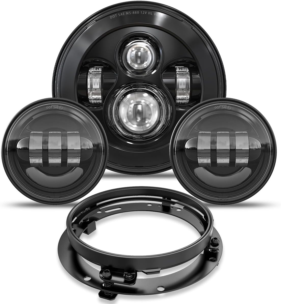 7 inch LED Headlight & Passing Lamp Kit for Harley Davidson 