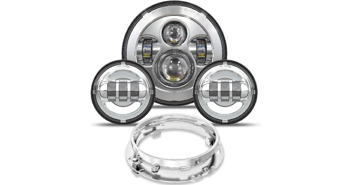 7 inch LED Headlight & Passing Lamp Kit for Harley Davidson 