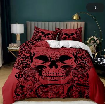 Skull Design Duvet Covers with Matching Pillowcases