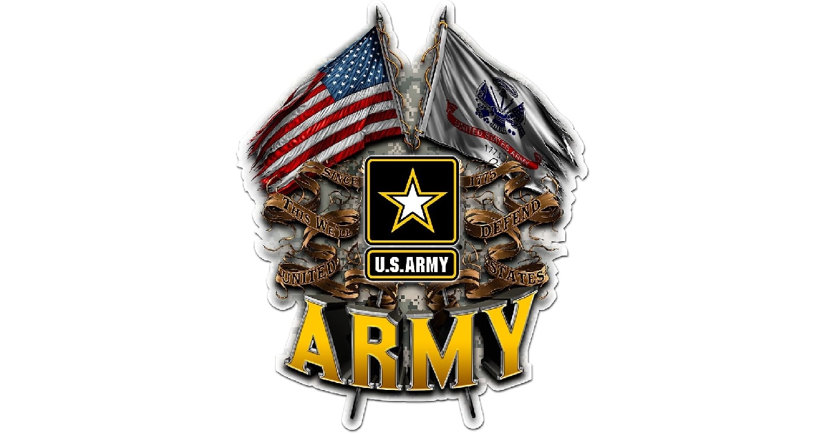 Reflective Army Double Flag US Army Patriotic Decal