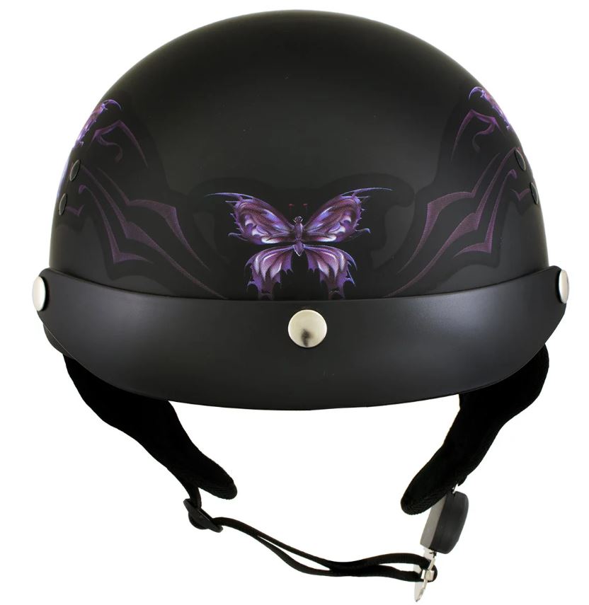 Women's 'Purple Butterfly' Advanced DOT Motorcycle Half Face Helmet