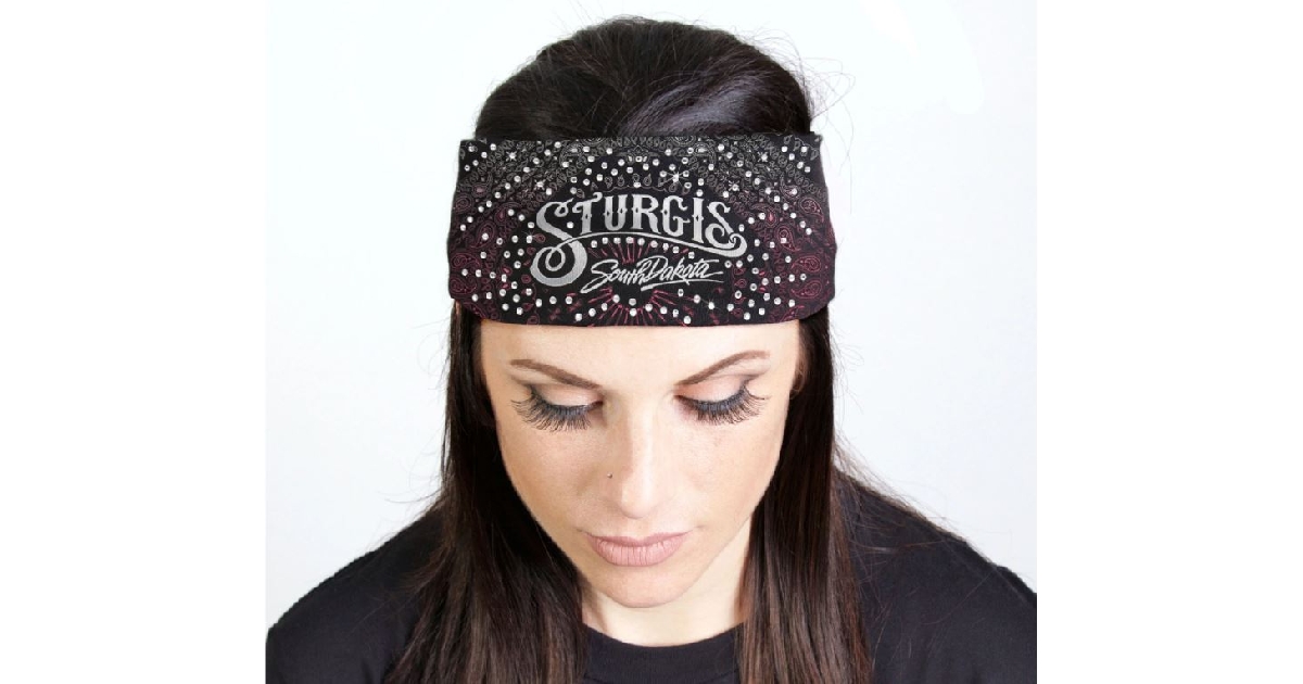 Hot Leathers Bling Bands Sturgis Bandana Rhinestone Crystal Headband Wrap