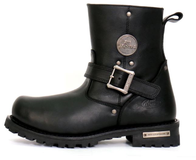 Hot Leathers Men's 8-inch Round Toe Engineer Leather Boot with Lug Sole 