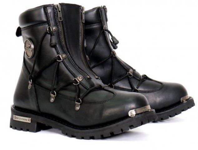 Hot Leathers Men's Black 7-Inch Leather Lace Up Boots with Zipper Closure