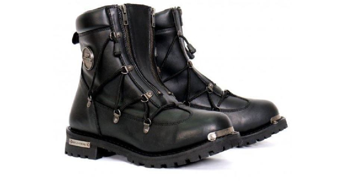 Hot Leathers Men's Black 7-Inch Leather Lace Up Boots with Zipper Closure