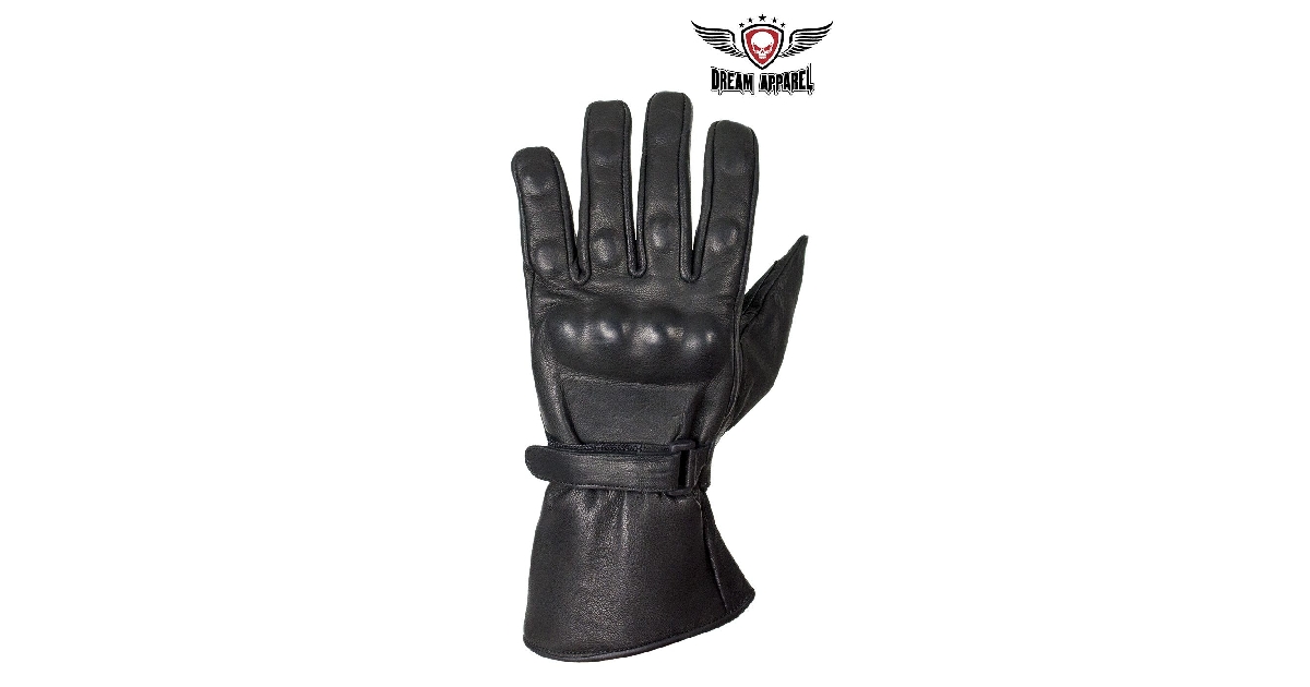 Dream Apparel Men's Leather Gauntlet Gloves With Hard Knuckle Protector