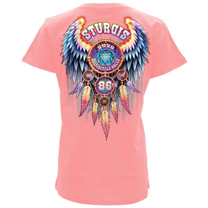 2026 Sturgis Motorcycle Rally Dream Catcher Ladies Pink T-shirt 
