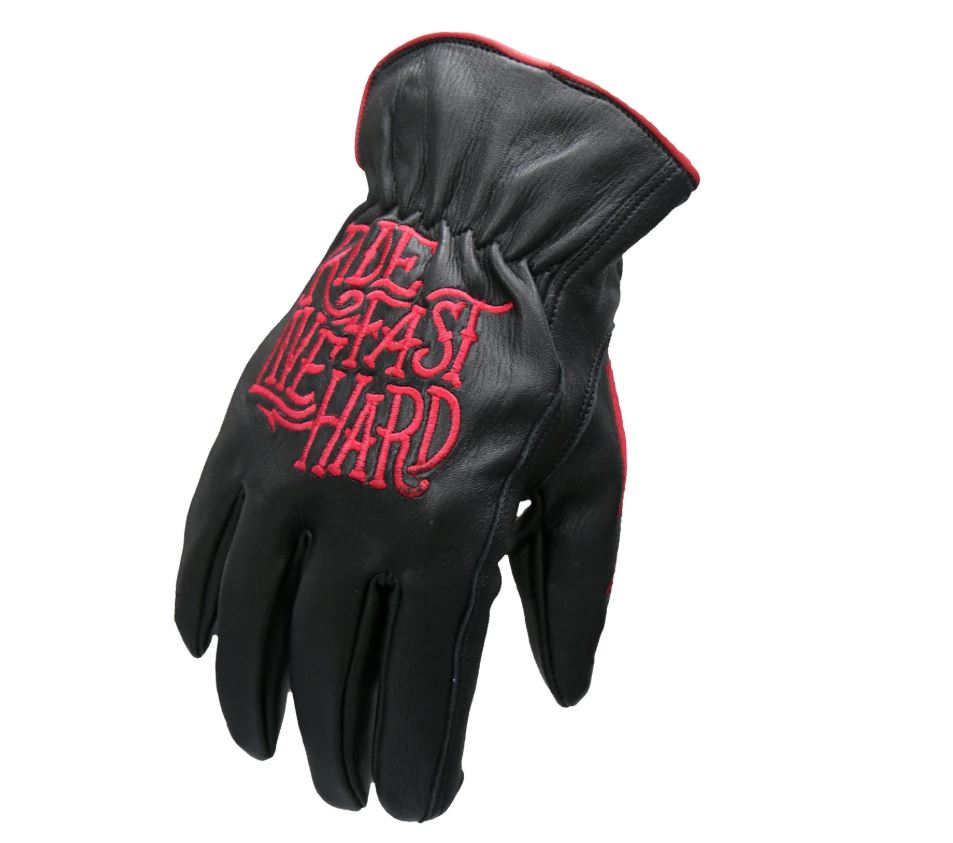 Hot Leathers Uni-Sex Black 'Bolt' Deer Skin Leather Gloves