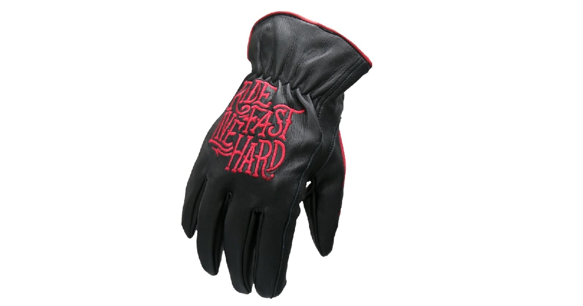 Hot Leathers Uni-Sex Black 'Bolt' Deer Skin Leather Gloves