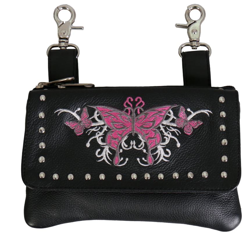 Hot Leathers Pink Butterfly Clip Pouch