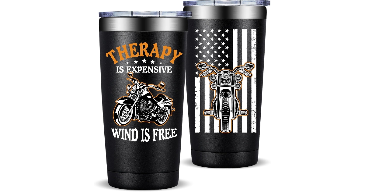 Therapy Is Expensive Wind Is Free 20oz Motorcycle Tumbler