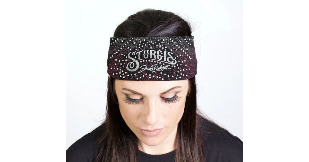 Hot Leathers Sturgis Bandana Rhinestone Crystal Headband Wrap 