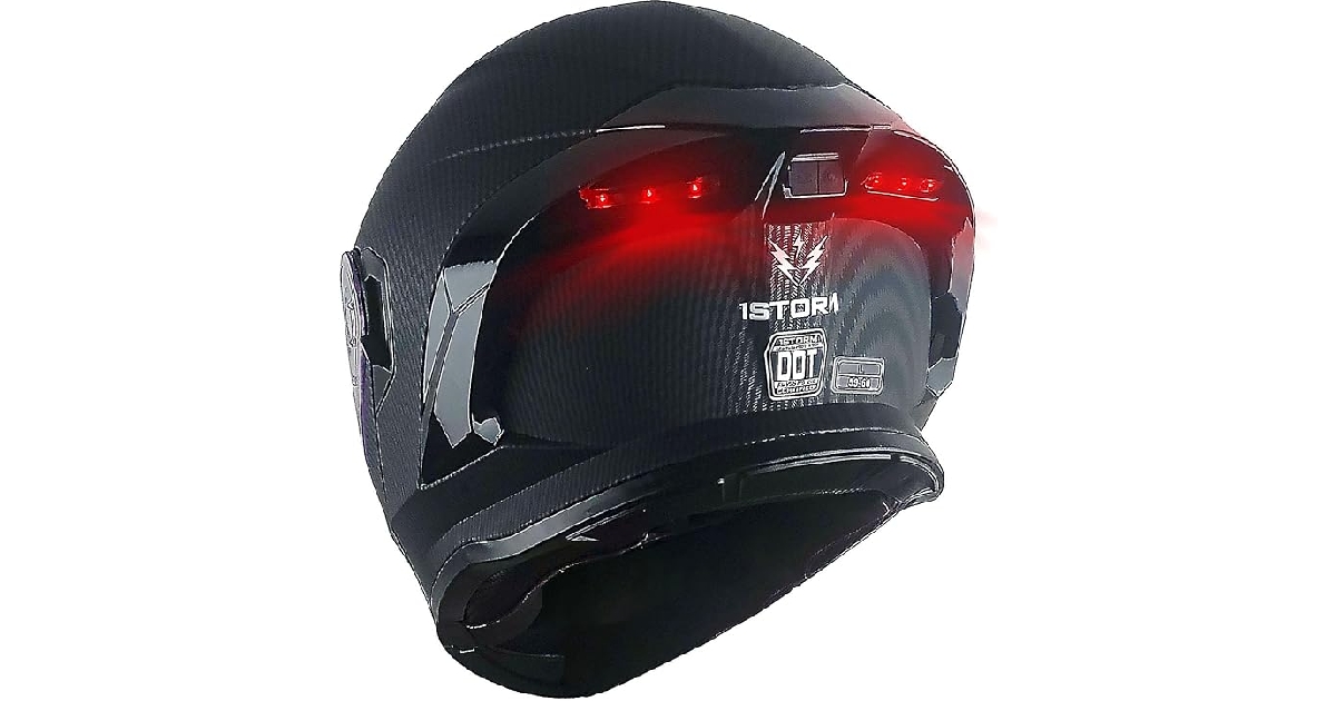 1Storm New Motorcycle Bike Modular Full Face Helmet Dual Visor Sun Shield with Rechargeable LED Tail Light