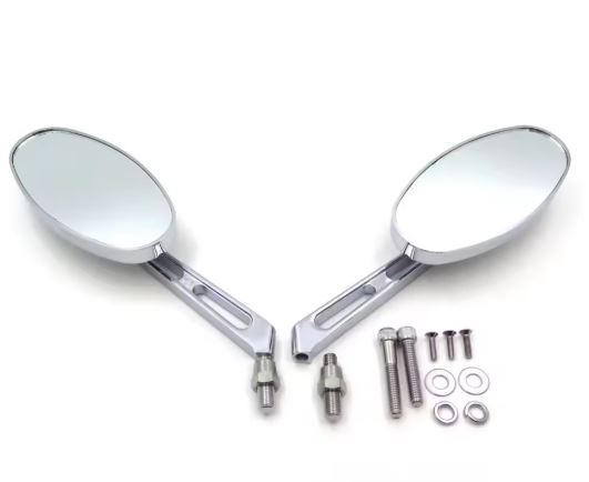  SLOTTED STEM OVAL CHROME MIRRORS  