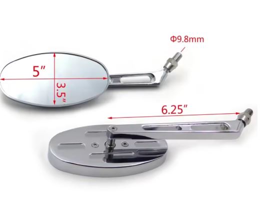  SLOTTED STEM OVAL CHROME MIRRORS  