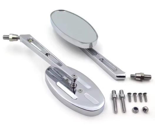  SLOTTED STEM OVAL CHROME MIRRORS  