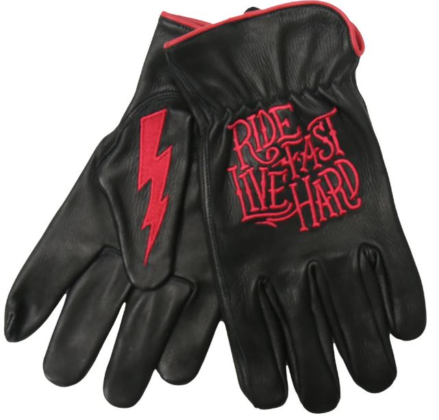 Hot Leathers Uni-Sex Black 'Bolt' Deer Skin Leather Gloves