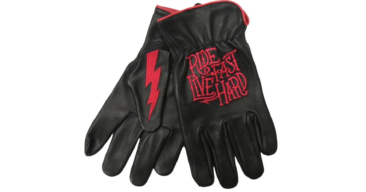 Hot Leathers Uni-Sex Black 'Bolt' Deer Skin Leather Gloves